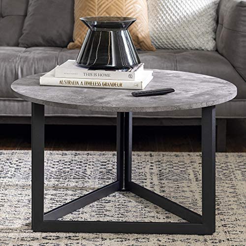 4. Walker Edison Modern Round Metal Base Coffee Table 