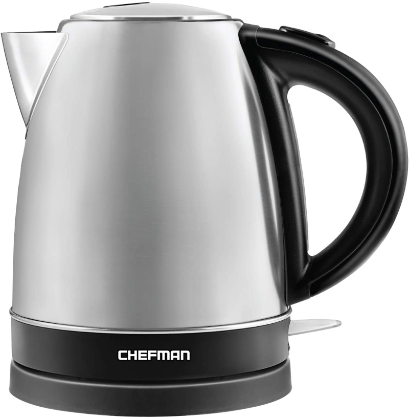 5. Chefman Stainless Steel Electric Kettle Quickly Heats Water  