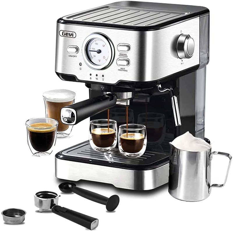 1. Gevi Espresso Machine 15 Bar Pump Pressure, Expresso Coffee Machine with Milk Frother Steam Wand 