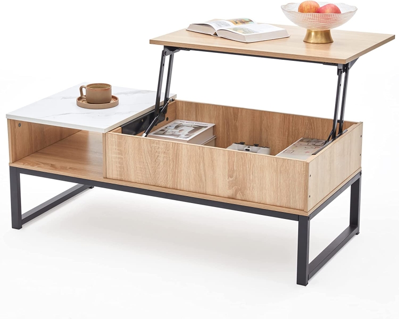 7. Tbfit Lift Top Coffee Table with Hidden Storage 